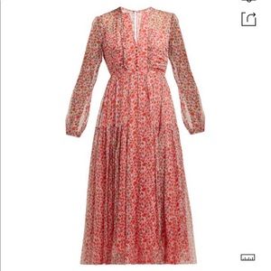 SALONI Yasmeen Floral Long Sleeve Silk Midi Dress